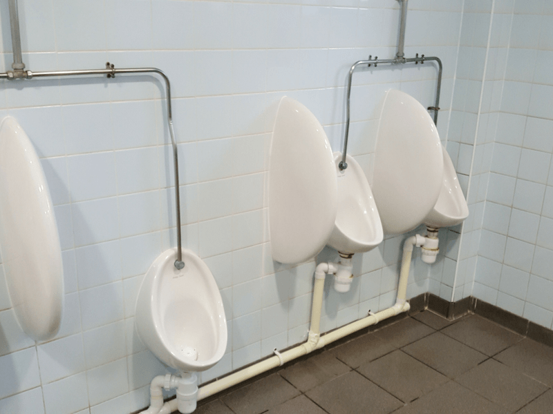 Three new urinals inside Emery Gate Shopping Centre bathrooms.