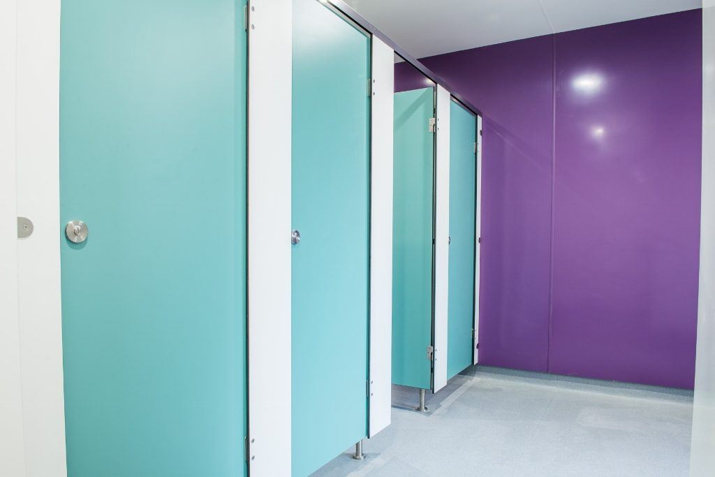 Berkshire school dormitory toilet cubicles.