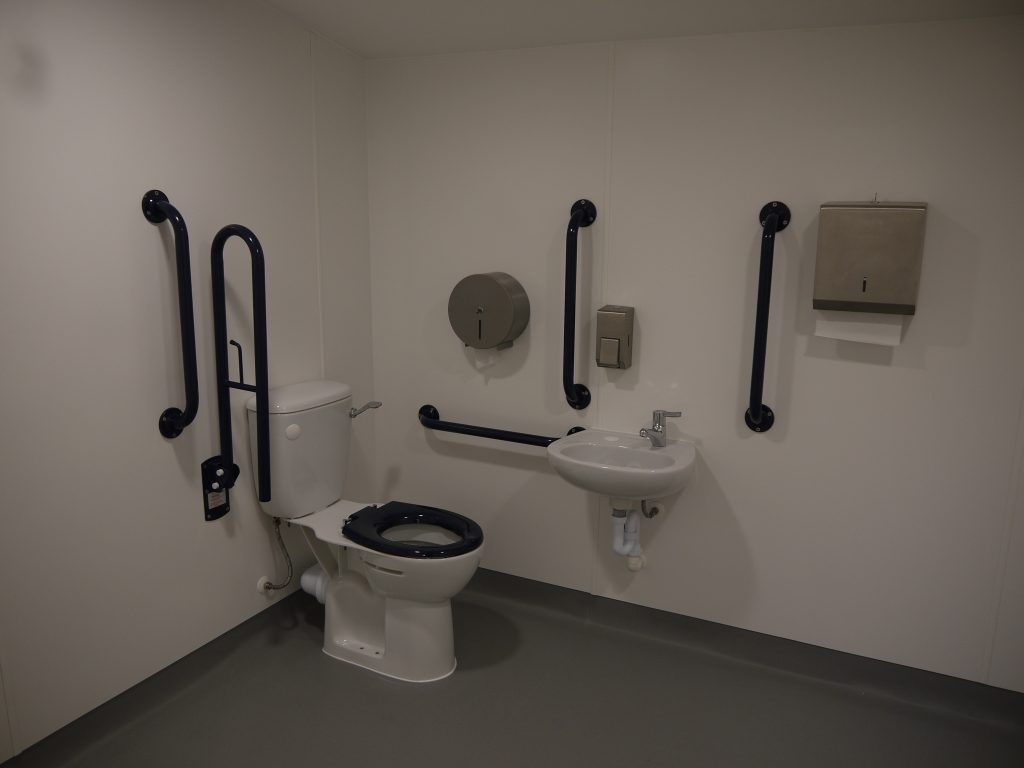 Interior of a disabled toilet room.