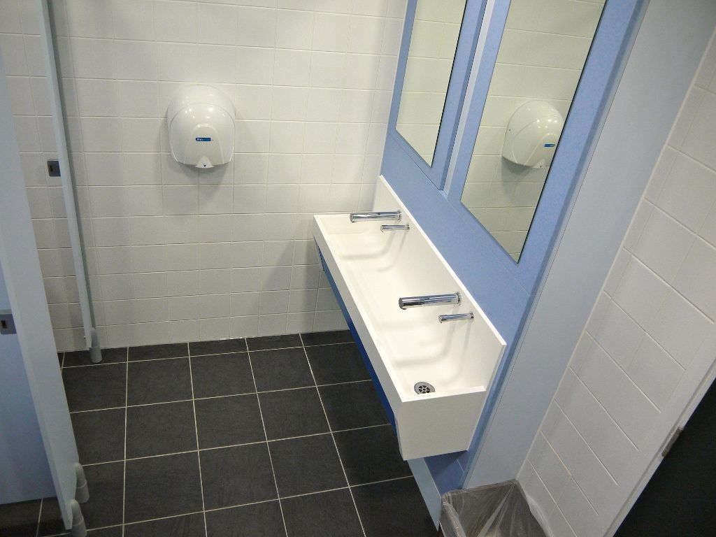 New sinks and hand dryer at Oxford & Cherwell Valley College.