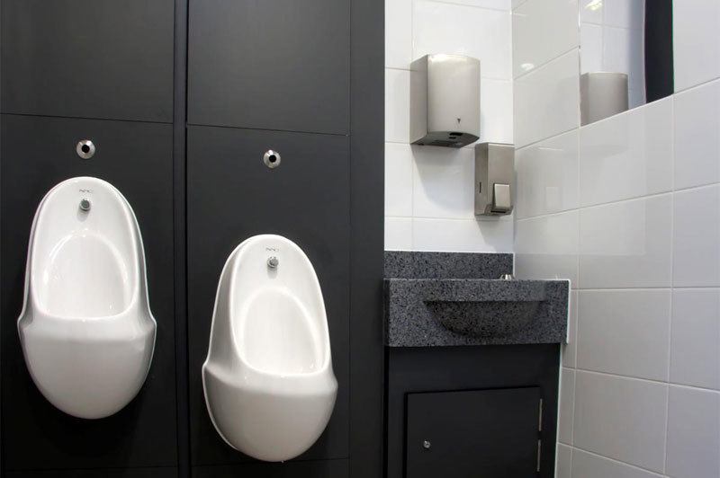 Urinals inside the Wareham public toilets.