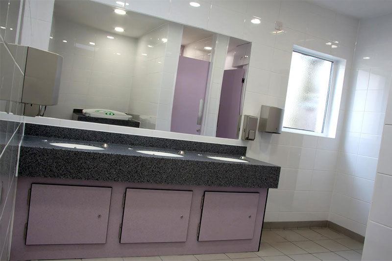 Sinks inside Wareham public toilets.