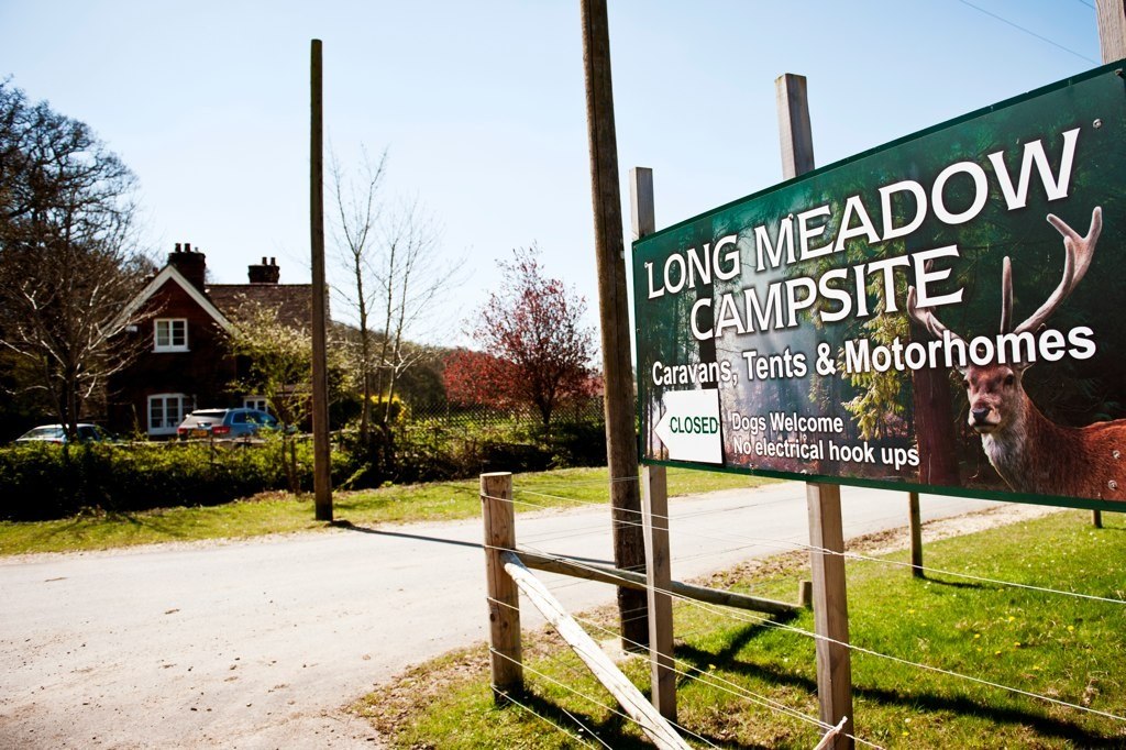 Long Meadow Campsite entrance sign.