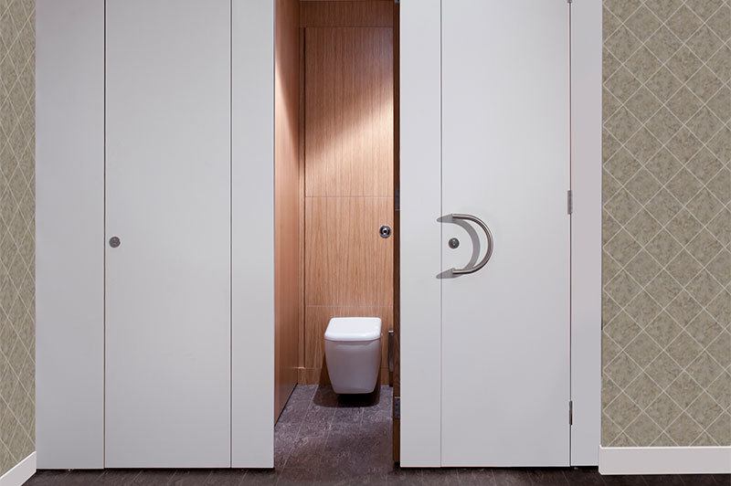 Toilet cubicle inside an executive bathroom.