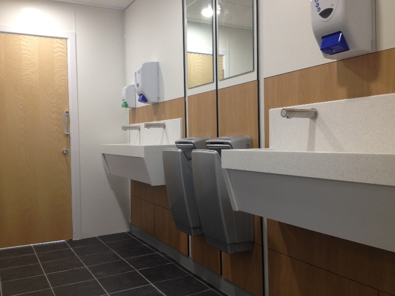 Inside the washroom at Stannah stair lifts.